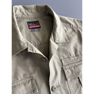 Quicksilver Army Green Embroidered  Utility Two Pocket Shirt - Size Large